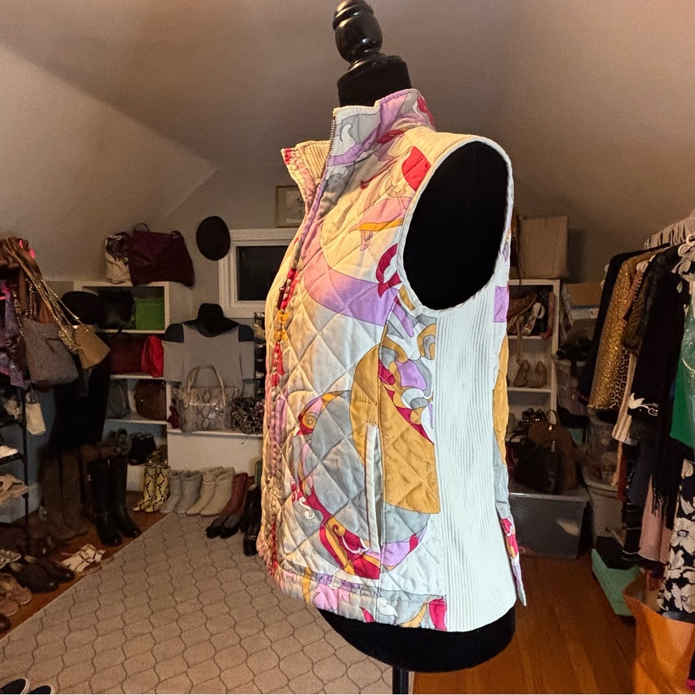 J. McLaughlin 100% Silk Floral Medallian Zippered Vest Sz S - Picture 7 of 15